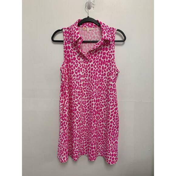 Jude Connally Dresses & Skirts - Jude Connally "Beth" Cheetah Sleeveless Sheath A-Line Dress in Hot Pink Medium